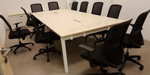 conference table with white metal leg